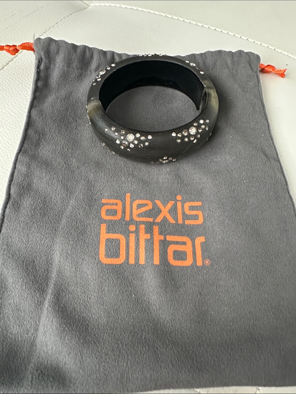Alexis Bittar Black Crystal-Studded Resin Bangle